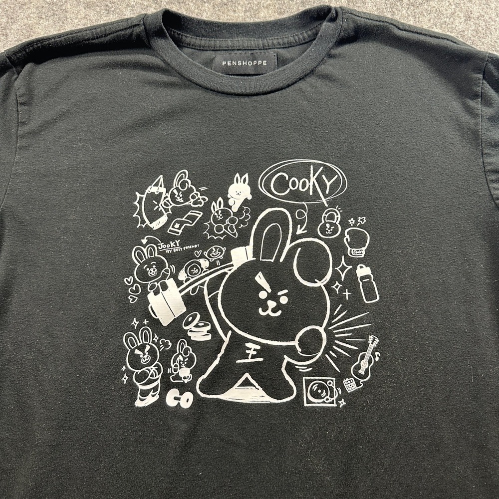 Penshoppe BT21 Graphic T-Shirt Mens Small Black Cooky Relaxed Fit BTS K-Pop
